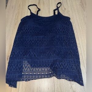 Navy Blue Crochet Tank top swimwear swimsuit